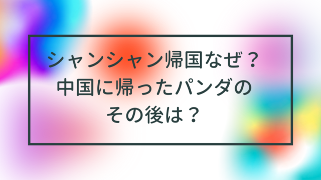 シャンシャン帰国なぜ？中国に帰ったパンダのその後は？