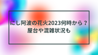 にし阿波の花火2023何時から？屋台や混雑状況も